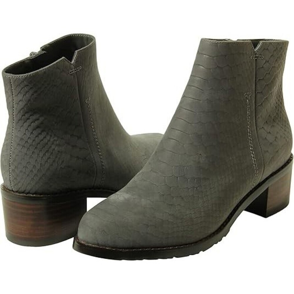 Vaneli Udette Booties Women's US 7.5 Gray Leather Round Toe Block Heel ZPO1862
